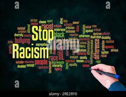 Word Cloud con STOP RAZZISMO Concept crea solo con testo. Foto Stock