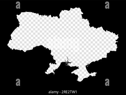 Mappa stencil dell'Ucraina. Semplice e minimale mappa trasparente dell'Ucraina. Rettangolo nero con forma a taglio del paese. Potente illustrazione vettoriale. Illustrazione Vettoriale