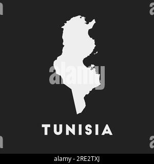 Icona Tunisia. Mappa del paese su sfondo scuro. Elegante mappa della Tunisia con il nome del paese. Illustrazione vettoriale. Illustrazione Vettoriale