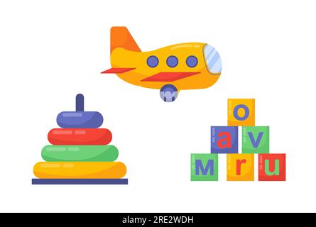 Set di giocattoli per bambini Vector Concept Illustrazione Vettoriale