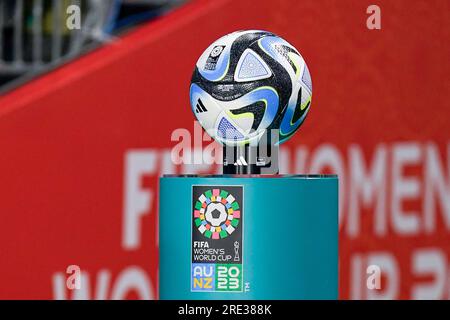 Auckland, nuova Zelanda. 24 luglio 2023. Auckland, nuova Zelanda, 24 luglio 2023: Matchball durante la FIFA Womens World Cup 2023, partita di calcio del gruppo G tra Italia e Argentina all'Eden Park di Auckland, nuova Zelanda. (Daniela Porcelli/SPP) credito: SPP Sport Press Photo. /Alamy Live News Foto Stock