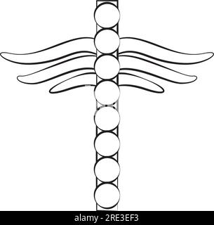 Un caduceo nella line art Illustrazione Vettoriale