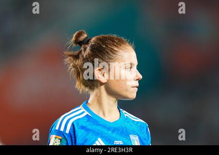 24 luglio 2023: Manuela Giugliano (Italia) guarda durante una partita del gruppo G - Coppa del mondo femminile Australia e nuova Zelanda 2023, Italia vs Argentina, all'Eden Park di Auckland, nuova Zelanda. Kim Price/CSM (immagine di credito: © Kim Price/Cal Sport Media) Foto Stock