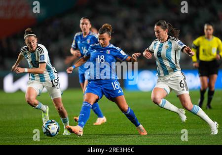 24 luglio 2023: Arianna Caruso (Italia) controlla la palla durante una partita del gruppo G - Coppa del mondo femminile Australia e nuova Zelanda 2023, Italia vs Argentina, a Eden Park, Auckland, nuova Zelanda. Kim Price/CSM Foto Stock