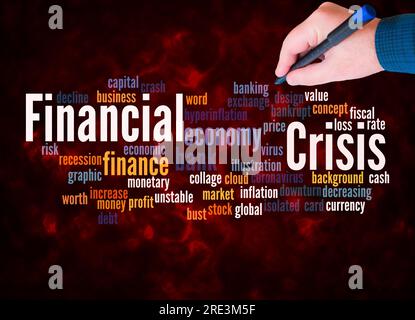 Word Cloud con concetto di CRISI FINANZIARIA, crea solo con testo. Foto Stock