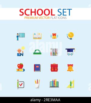 Icone scuola impostate Illustrazione Vettoriale