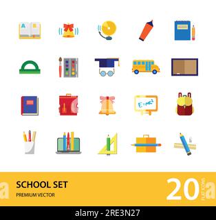 Icone scuola impostate Illustrazione Vettoriale