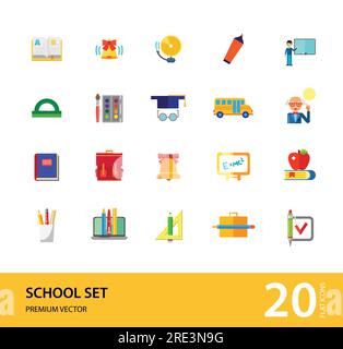 Icone scuola impostate Illustrazione Vettoriale