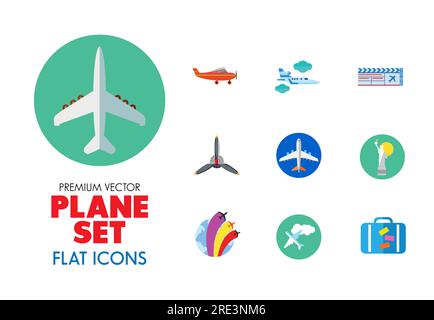 Icona del piano impostata Illustrazione Vettoriale