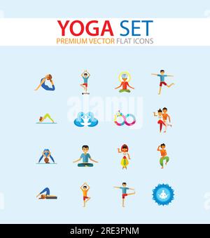 Set di icone yoga Illustrazione Vettoriale