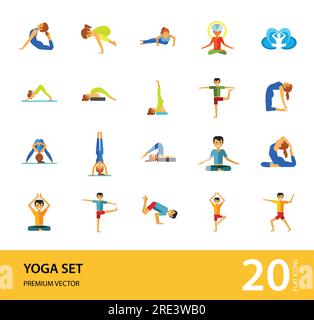 Set di icone yoga Illustrazione Vettoriale