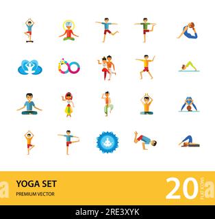 Set di icone yoga Illustrazione Vettoriale