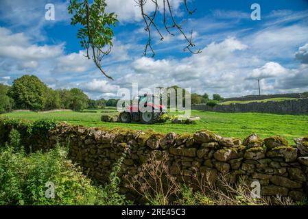 Taglio erba, Storth, Milnthorpe, Cumbria, Regno Unito Foto Stock