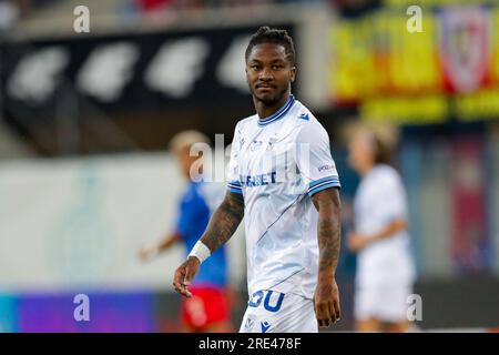 Gliwice, Polonia. 22 luglio 2023. Adriel Ba Loua di Lech Poznan visto durante la partita di calcio polacca PKO Ekstraklasa League 2023/2024 tra Piast Gliwice e Lech Poznan al Gliwice Muncipal Stadium. Punteggio finale; Piast Gliwice 1:2 Lech Poznan. (Foto di Grzegorz Wajda/SOPA Images/Sipa USA) credito: SIPA USA/Alamy Live News Foto Stock