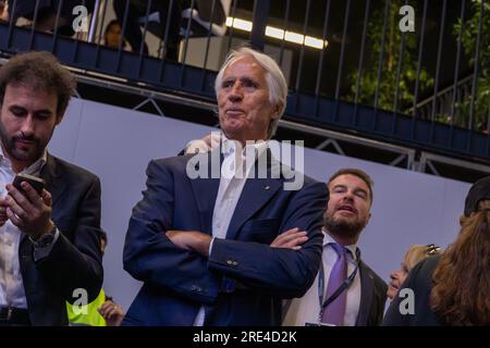 Milano, Italia. 25 luglio 2023. Centro Congressi MiCo, Milano, Italia, 25 luglio 2023, Giovanni Malago, presidente del Comitato Olimpico Italiano (coni) durante i Campionati Mondiali FIE Senior Fencing - giorno 4 - Sword Credit: Live Media Publishing Group/Alamy Live News Foto Stock