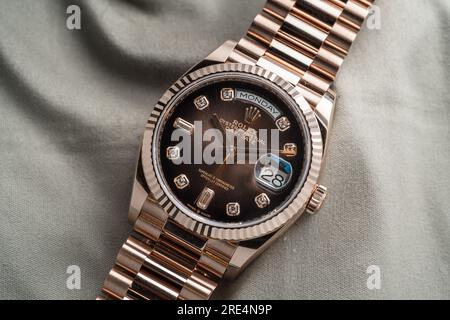 Rolex Day-Date visto durante la presentazione Baselworld Foto Stock