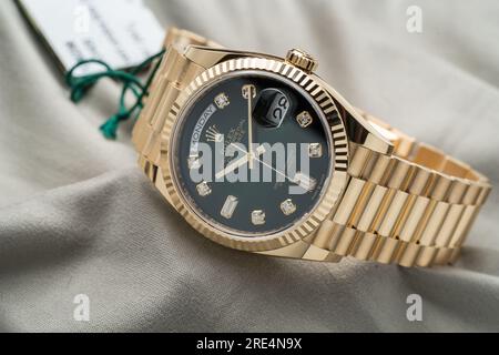 Rolex Day-Date visto durante la presentazione Baselworld Foto Stock