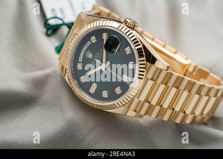 Rolex Day-Date visto durante la presentazione Baselworld Foto Stock