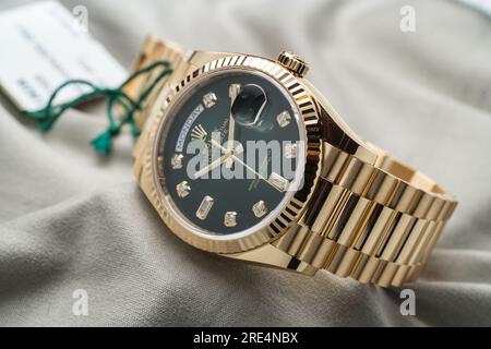 Rolex Day-Date visto durante la presentazione Baselworld Foto Stock