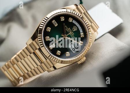 Rolex Day-Date visto durante la presentazione Baselworld Foto Stock