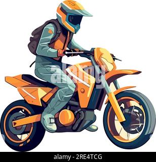 Uomo che guida motociclette in una competizione estrema sul bianco Illustrazione Vettoriale