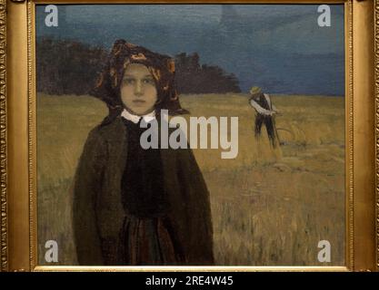 Janis Valters (Johann Walter) (1869-1932). Artista tedesco Baltico. Peasant Girl, CA. 1904. Olio su tela, 83,8 x 98 cm. Museo nazionale lettone d'arte riga. Lettonia. Foto Stock