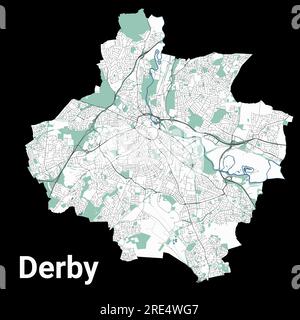 Mappa della città di Derby, area amministrativa dettagliata con confine Illustrazione Vettoriale