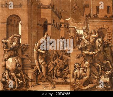 Il rapimento delle donne Sabine - di Andrea Andreani nel 1585 Foto Stock