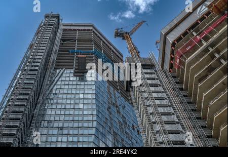 Cantiere dell'ufficio 4Four e della torre residenziale, Francoforte, Germania Foto Stock