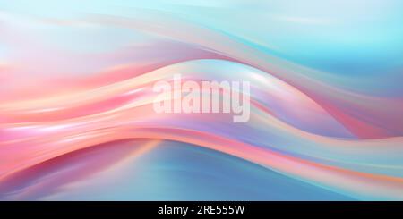 Sfondo di liquido iridescente opalescente in blu e rosa. Delicato sfondo ondulato astratto. Illustrazione vettoriale con mesh sfumata. Wallpap alla moda Illustrazione Vettoriale