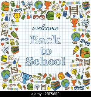 Bentornato a scuola carta colorata Illustrazione Vettoriale