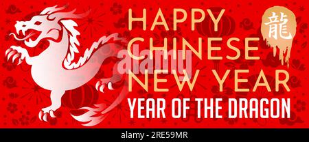 Baner felice Capodanno cinese 2024 anno del drago zodiaco cinese con carta  tagliata su sfondo colorato. (traduzione: anno del drago Immagine e  Vettoriale - Alamy