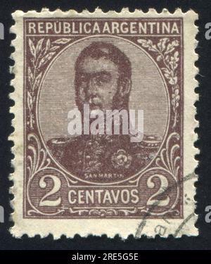 ARGENTINA - CIRCA 1908: Francobollo stampato dall'Argentina, mostra il generale Jose de San Martin, circa 1908 Foto Stock