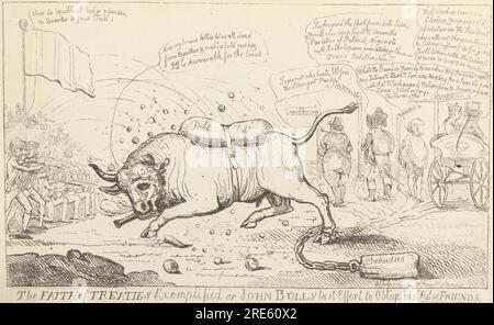 La fede dei trattati esemplificò o l'ultimo sforzo di John Bull per obbligare i suoi falsi amici 1794 di Isaac Cruikshank Foto Stock