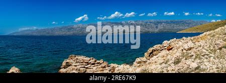 Panorama della catena montuosa del Velebit (Alpi Dinariche), Croazia. Foto Stock