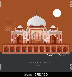 Humayun's Tomb - Delhi - Icon Illustration as EPS 10 file Illustrazione Vettoriale