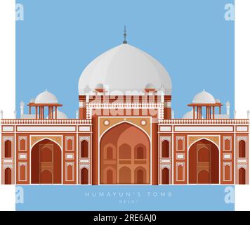 Humayun's Tomb - Delhi - Icon Illustration as EPS 10 file Illustrazione Vettoriale