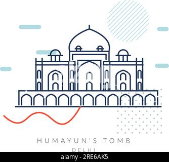 Humayun's Tomb - Delhi - Icon Illustration as EPS 10 file Illustrazione Vettoriale