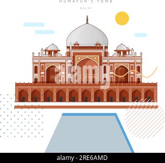 Humayun's Tomb - Delhi - Icon Illustration as EPS 10 file Illustrazione Vettoriale