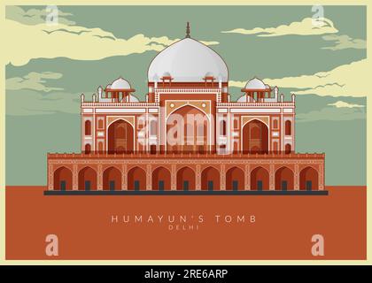 Humayun's Tomb - Delhi - Icon Illustration as EPS 10 file Illustrazione Vettoriale