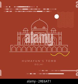 Humayun's Tomb - Delhi - Icon Illustration as EPS 10 file Illustrazione Vettoriale