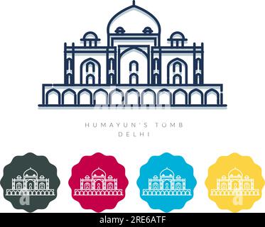 Humayun's Tomb - Delhi - Icon Illustration as EPS 10 file Illustrazione Vettoriale