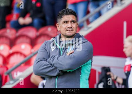 Doncaster, Regno Unito. 25 luglio 2023. Sheffield Wednesday Manager Xisco Munoz durante la partita pre-stagionale Doncaster Rovers FC vs Sheffield Wednesday FC all'Eco-Power Stadium, Doncaster, Regno Unito il 25 luglio 2023 credito: Every Second Media/Alamy Live News Foto Stock