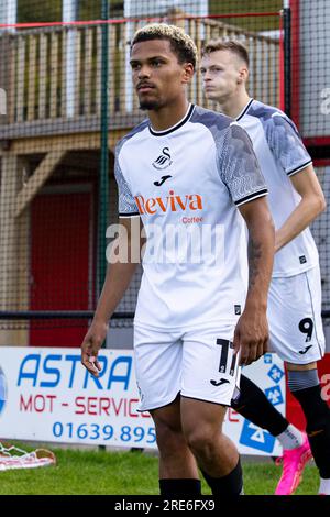 Swansea City u21 V Penybont a Ynys Park il 25 luglio 2023. Foto Stock