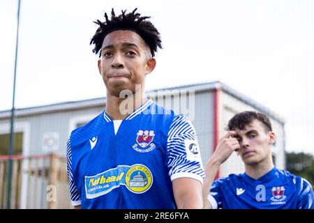 Swansea City u21 V Penybont a Ynys Park il 25 luglio 2023. Foto Stock