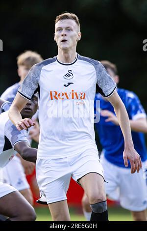 Swansea City u21 V Penybont a Ynys Park il 25 luglio 2023. Foto Stock