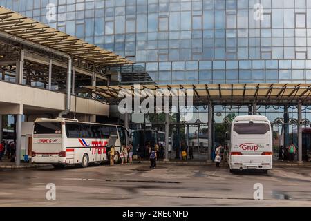 SOFIA, BULGARIA - 3 AGOSTO 2019: Stazione centrale degli autobus di Sofia, Bulgaria Foto Stock