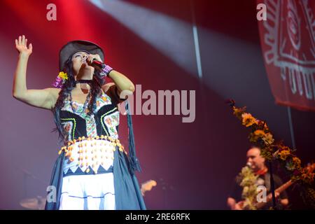 Cantante messicana Lila Downs performing live Foto Stock