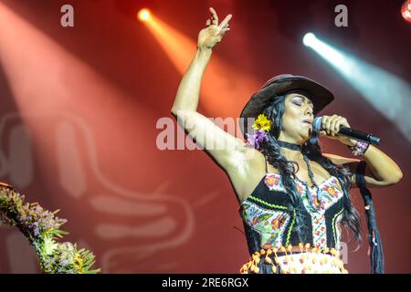 Cantante messicana Lila Downs performing live Foto Stock