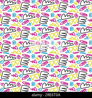 Motivo Motley alla moda con picchetti colorati. stile 90x, stile graffiti. Illustrazione vettoriale Illustrazione Vettoriale